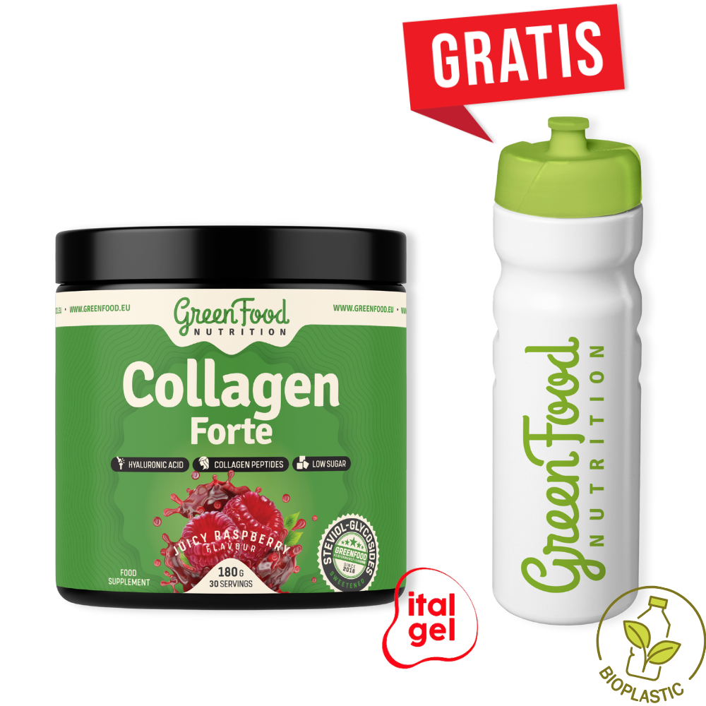 Kolagén Forte - príchuť malina + Ekologická fľaša zadarmo 2 kolagén + flasa